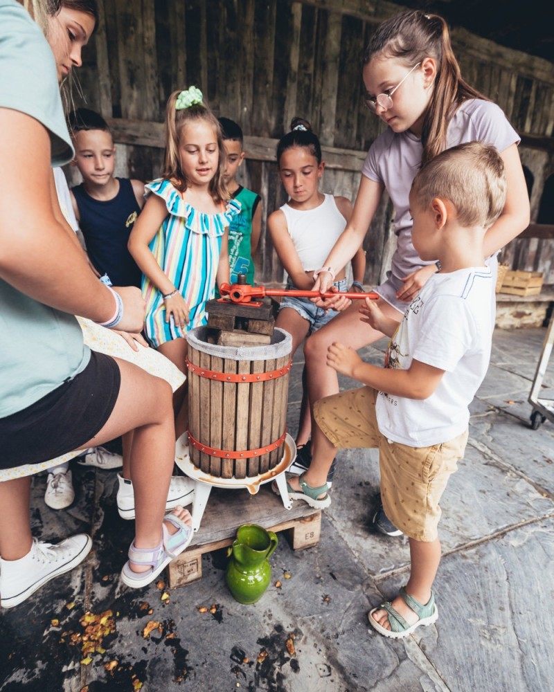 APPLE JUICE WORKSHOP IN A FARM CELLAR
